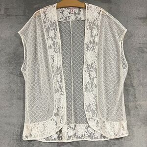 Victorias Secret Off White Lace Open Front Kimono Robe Sleep Shrug Sz XS/ S